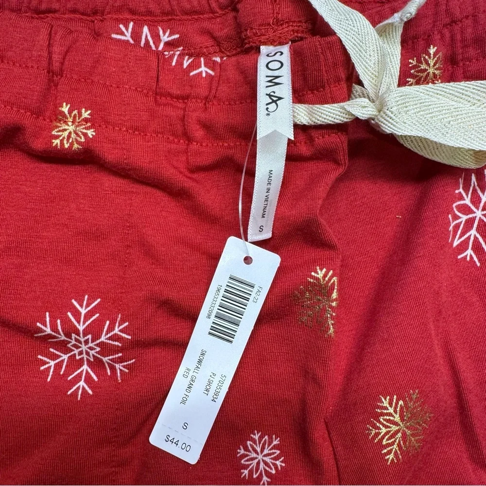 Soma Red Snowflake Print Pajama Shorts NWT - Picture 3 of 6